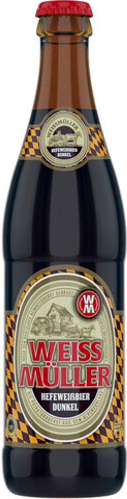 Пиво ВайсМюллер Хефевайсбир Дункель / WeissMuller Hefeweissbier Dunkel 0.5 - стекло