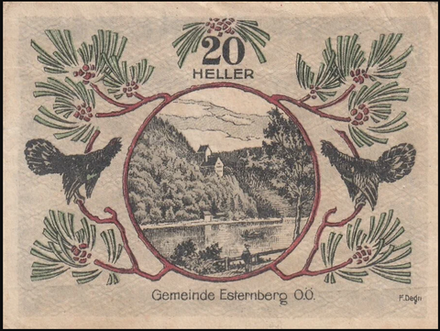 Австрия 20 геллеров 1920 Эстернберг aUNC