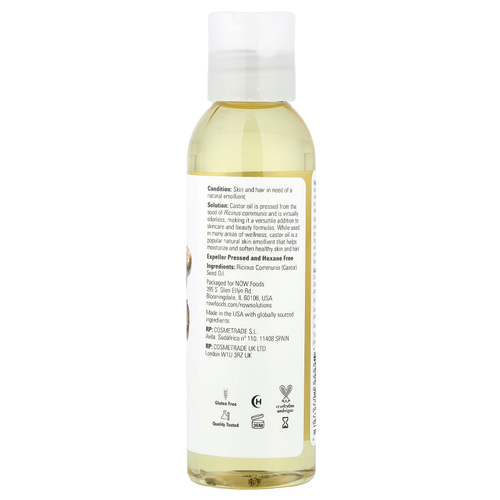 NOW Foods, Solutions, Касторовое Масло, 4 жидких унции (118 мл)