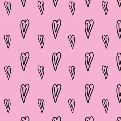 Черные сердечки на розовом фоне.