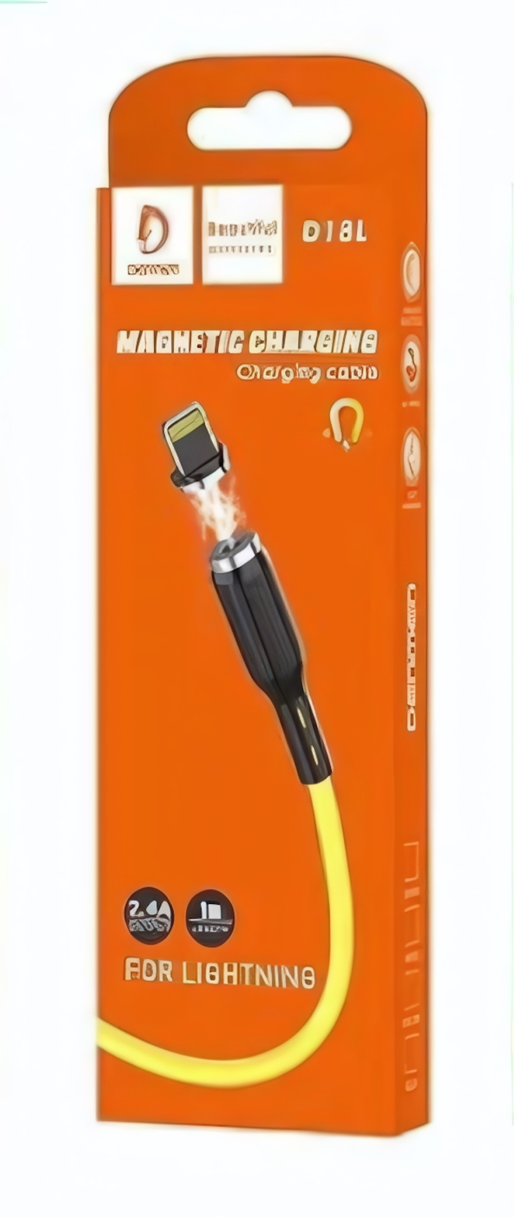 Кабель DENMEN D18L USB-Lightning 2.4A 1м магнитный PVC Yellow