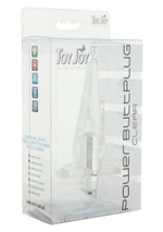 Прозрачная анальная пробка Power Buttplug с вибрацией - 12 см.