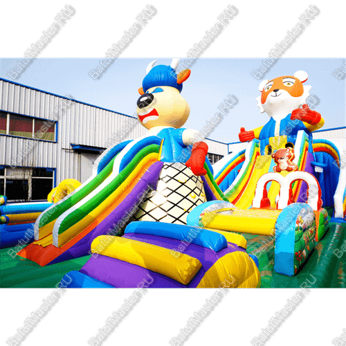 Коммерческий надувной батут "Звери на ринге" 20*10*10 м