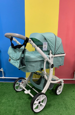 Коляска-трансформер Sweet Kids 608 2в1 Зеленый текстиль на белой раме