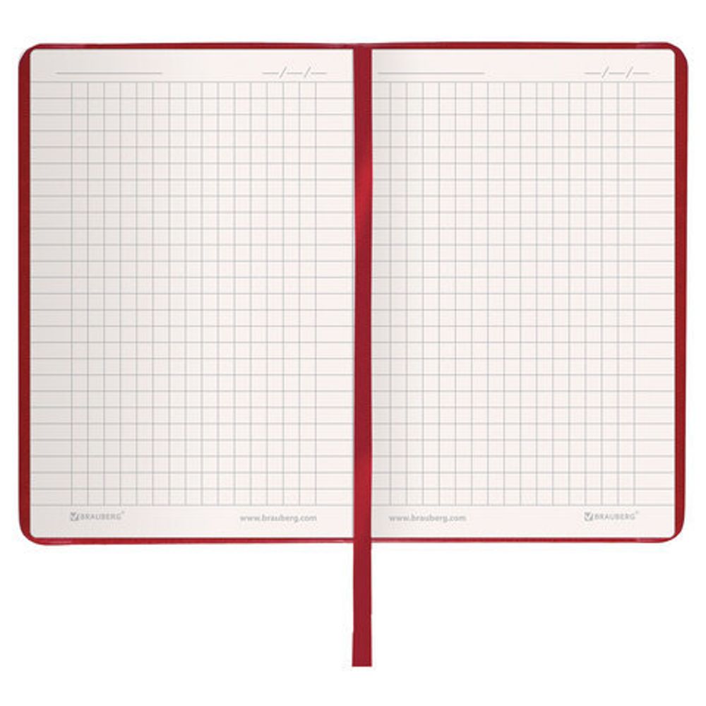 Блокнот в клетку с резинкой МАЛЫЙ ФОРМАТ А6 (100x150 мм), 80 л., под кожу красный BRAUBERG "Metropolis Special", 111581