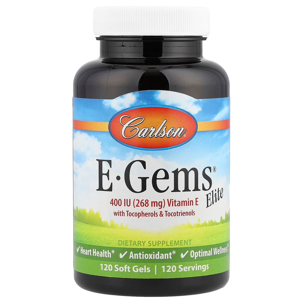 Carlson, E-Gems® Elite, витамин E с токоферолами и токотриенолами, 120 мягких таблеток