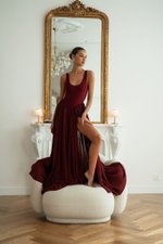 Платье боди бордовое