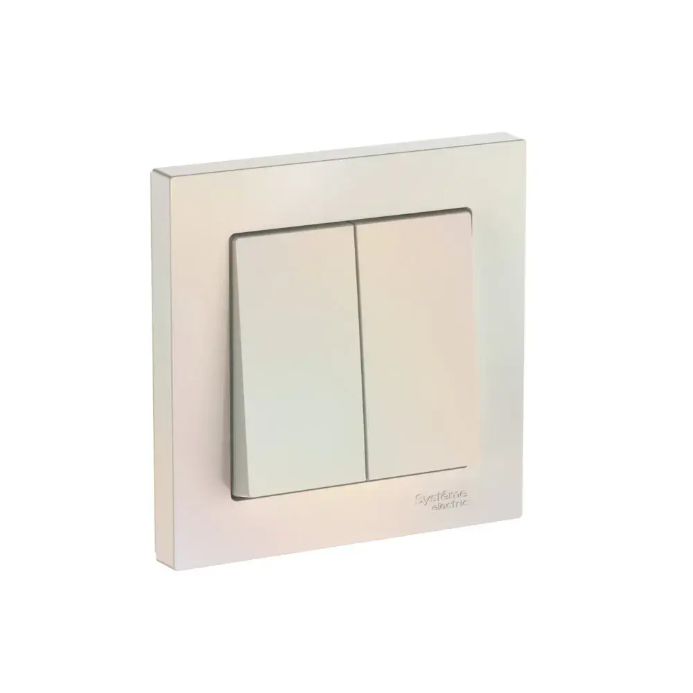 ATLASDESIGN 2-клавишный ВЫКЛЮЧАТЕЛЬ, сх.5, 10АХ, в сборе, быстрозажим. клем., ЖЕМЧУГ