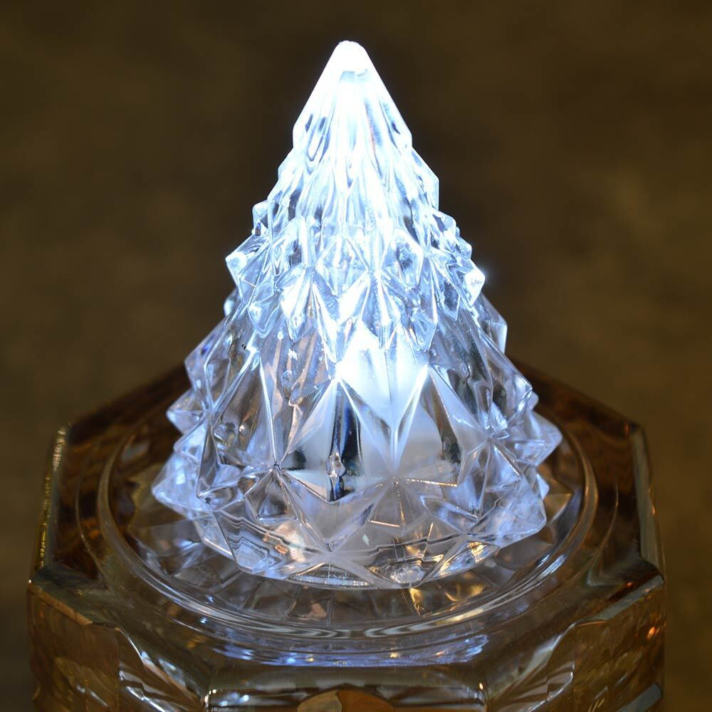 Сувенир новогодний с подсветкой "Кристальная елочка" 5*6см, белый