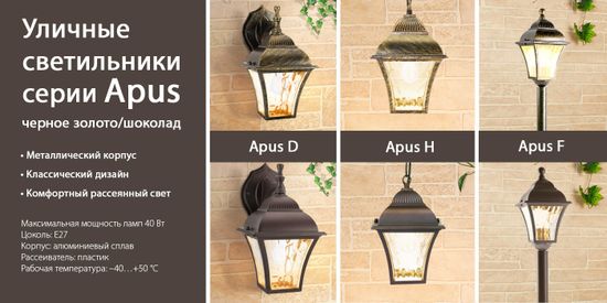 Новинки! Садово-парковые светильники серии Apus. От компании Elektrostandard!