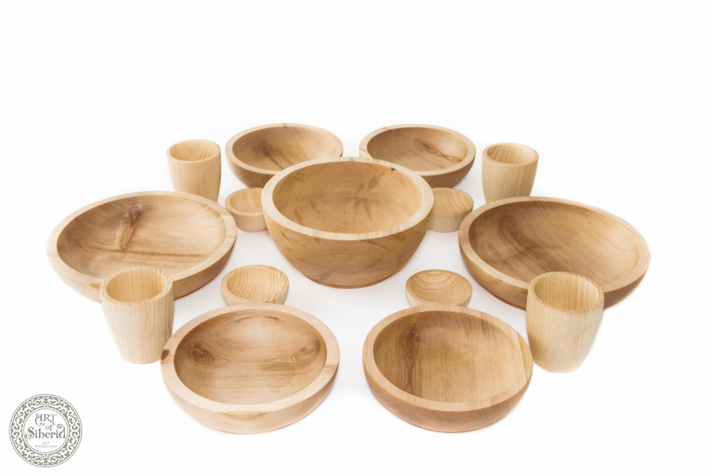 Семейный набор деревянной посуды Art of Siberia из древесины сибирского кедра TN25