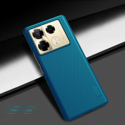 Тонкий жесткий чехол синего цвета (Peacock Blue) от Nillkin для Infinix Note 40 Pro, серия Super Frosted Shield