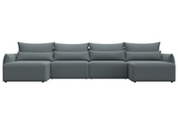 Диван П-образный Лига-051 НПБ Лонг РОГОЖКА Амур 07 серый