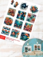 Трансфер переводной - декаль для свечей и гипса морская тема 010