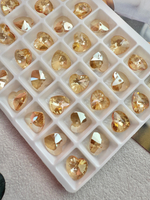 Подвеска сердце из хрустального стекла, heart 10 мм, 2 штуки, Золотистый