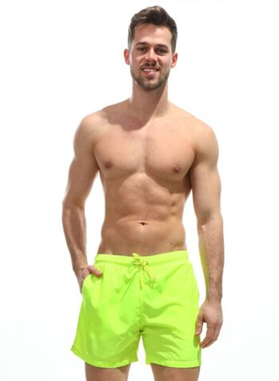 Однотонные пляжные шорты средней длины (Размер: L) (Цвет: синий)