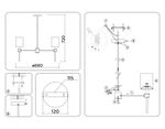 LH72371/5 DBS/WH темная латунь/белый E14/5 max 40W D680*720