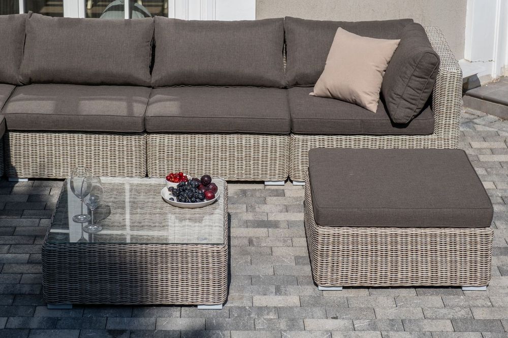 "Лунго" трансформирующаяся лаунж-зона из искусственного ротанга, цвет бежевый