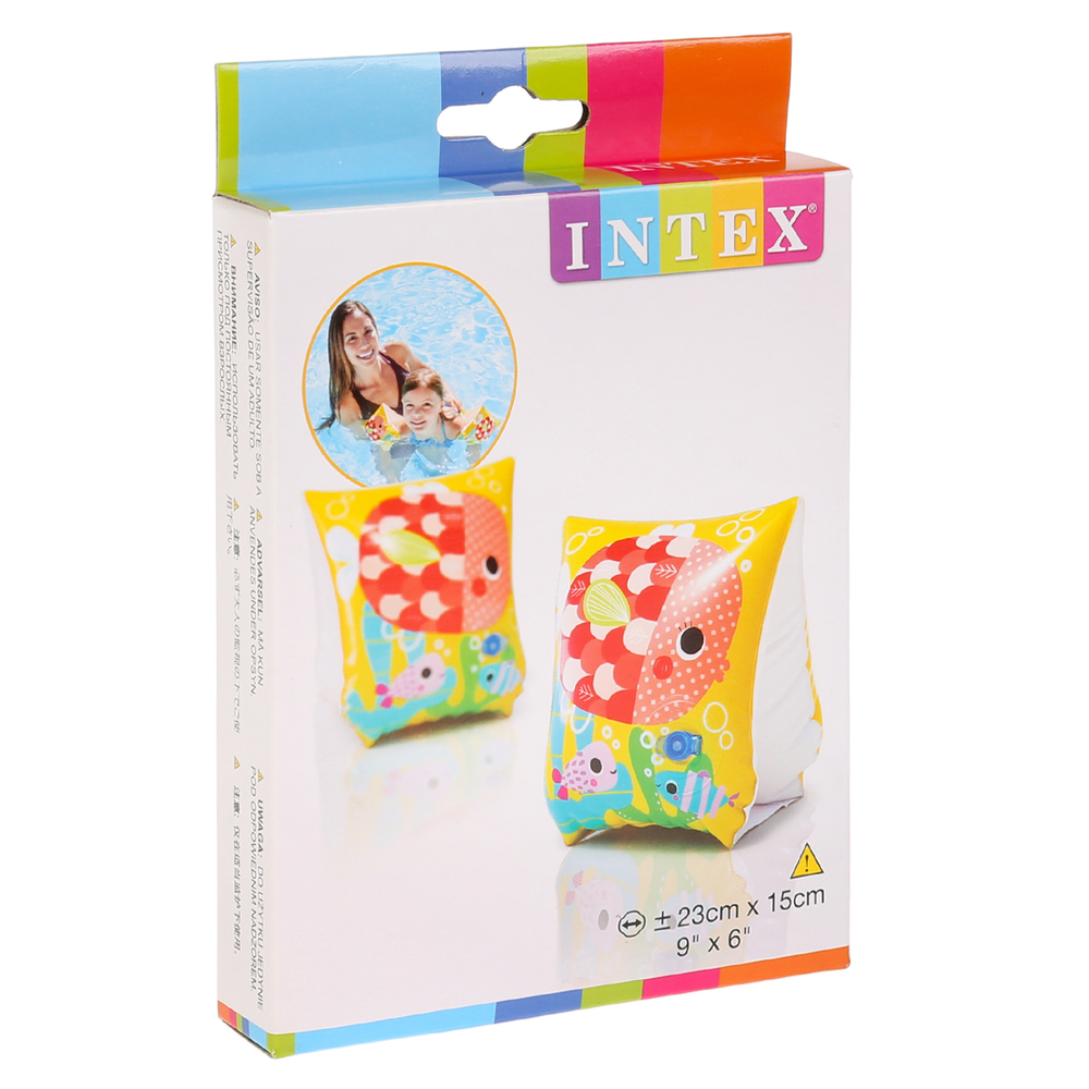 Нарукавники для плавания Рыбки 23х15 см Intex 58652, детские надувные плавсредства для малышей 3-6 лет