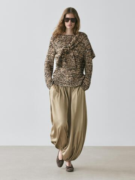 Massimo Dutti Атласные брюки-баллон, темно-синий