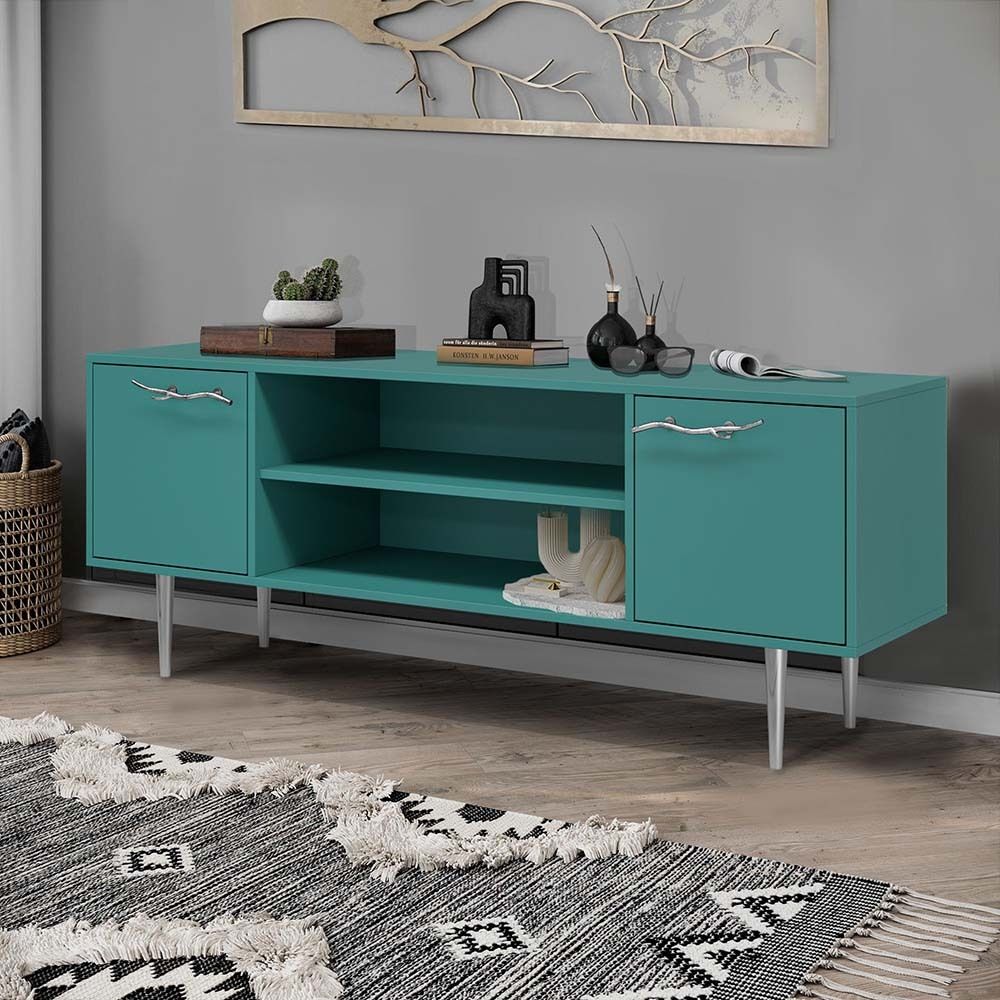 Тумба под ТВ Арт Колор matte 155см Стайл Сильвер Пастельно-синий матовый