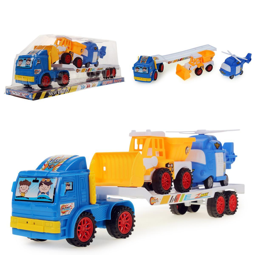 Автовоз ин. 44см +спецтехника +вертолет, ПК 056-31