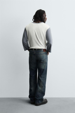 ZARA ДЖИНСЫ FLARE FIT С ЗАНИЖЕННОЙ ТАЛИЕЙ, ЗЕЛЕНОВАТО-СИНИЙ