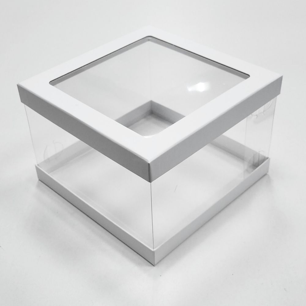 Коробка для торта 18*18*10 см ЛЮКС с прозрачными стенками