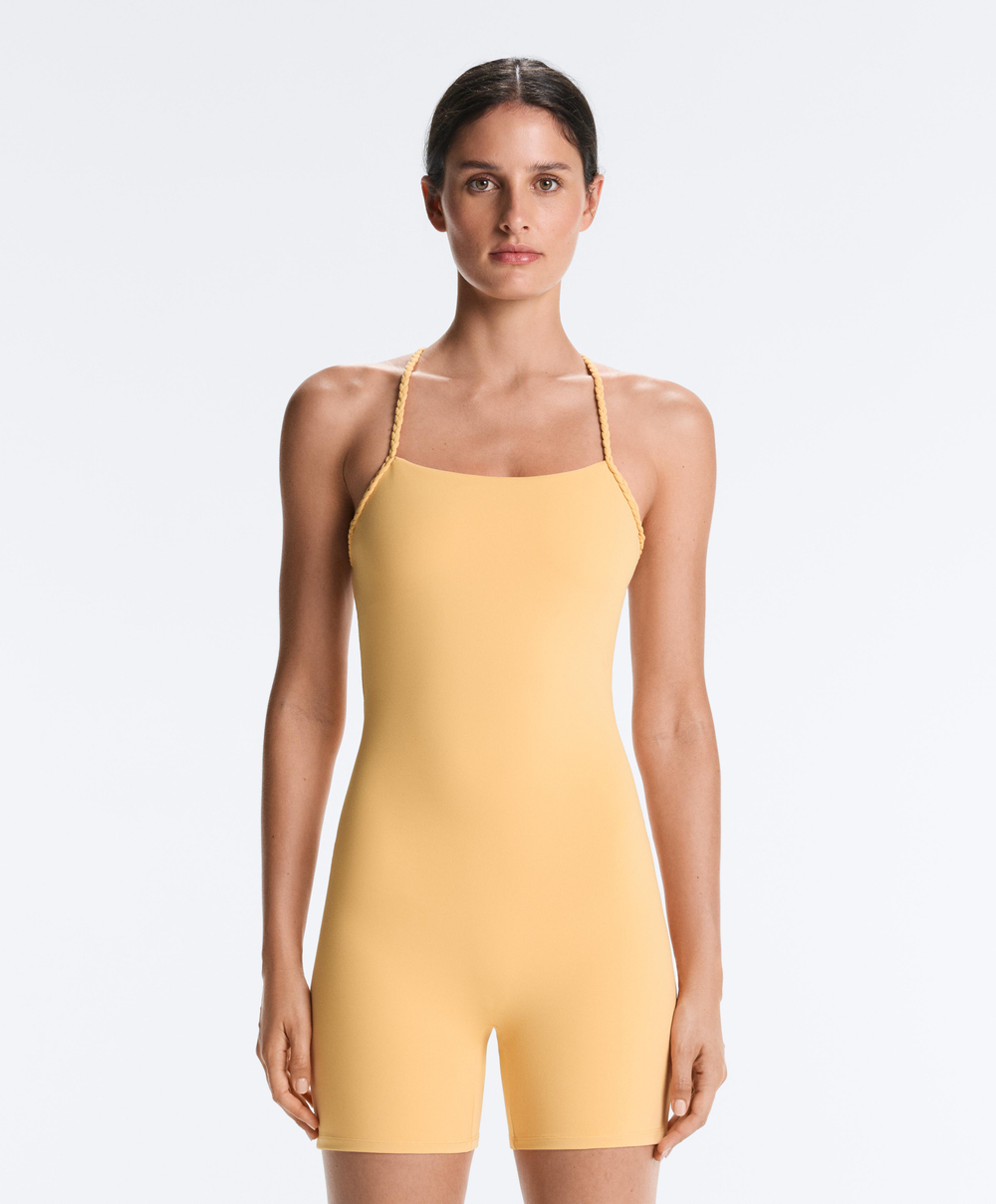 Oysho Короткий комбинезон Comfortlux, горчично-желтый
