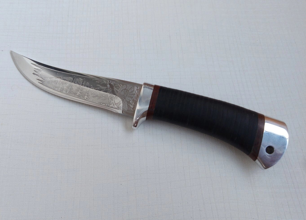 Кованый нож НС-11 Глухарь, с алюминиевыми вставками, Златоуст