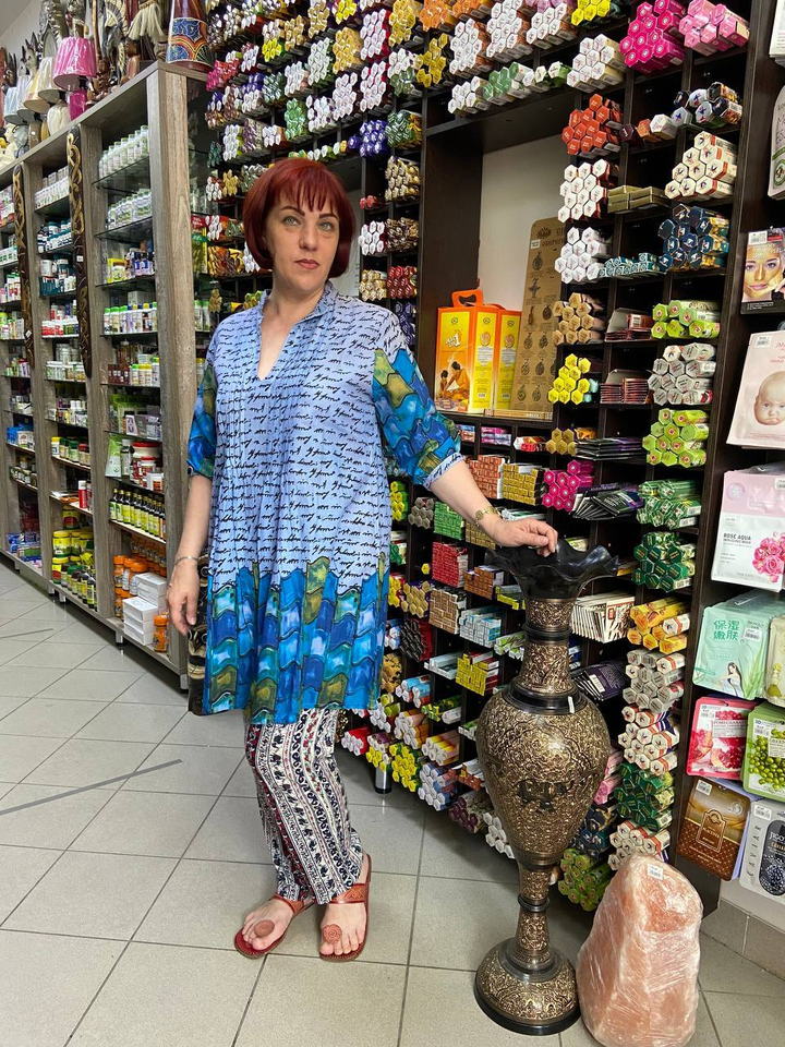 Блузка-туника с глубоким вырезом "Стихи", Хлопок 162904