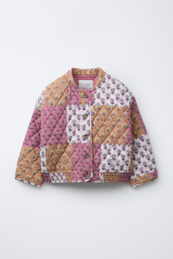 ZARA БОМБЕР В СТИЛЕ ПЭЧВОРК, РАЗНОЦВЕТНЫЙ