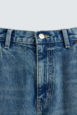 ZARA ДЖИНСЫ В РАБОЧЕМ СТИЛЕ С ЭФФЕКТОМ ПОТЕРТОСТИ, СИНИЙ