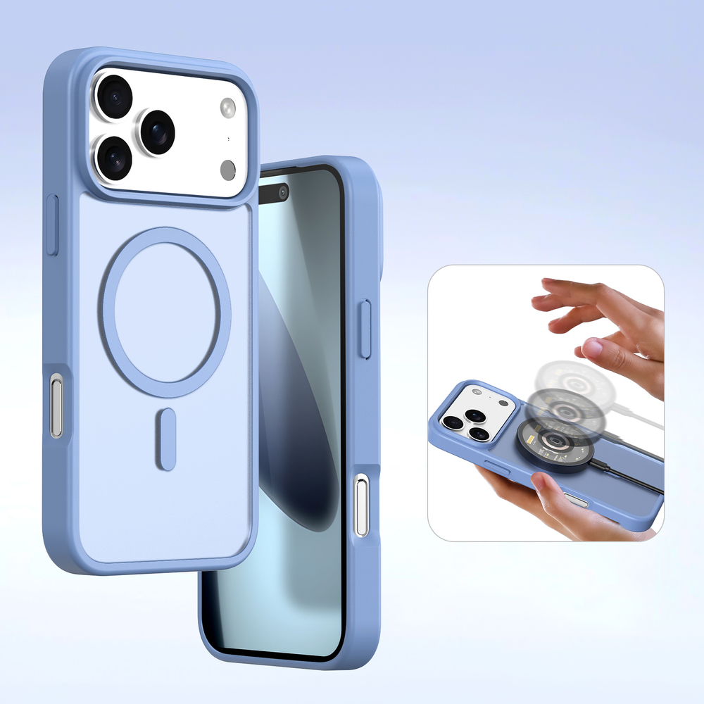 Чехол кошелек из кожи светло-синего цвета (Light Blue) для iPhone 17 Pro Max, Dux Ducis, серия Lawa Series