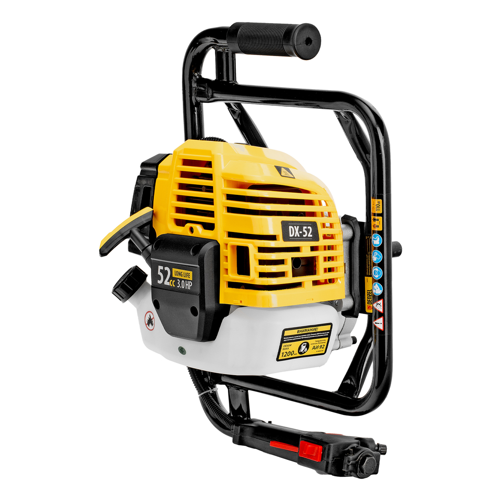 Мотобур DX-52, объём двигателя 52 см3, соединение 20 мм, без шнека// Denzel