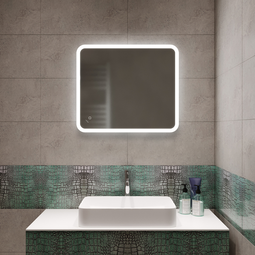 Зеркало MIXLINE "Колорит" ЭКОНОМ 600*700 (ШВ) сенсорный выкл, светодиодная подсветка, универс.крепеж