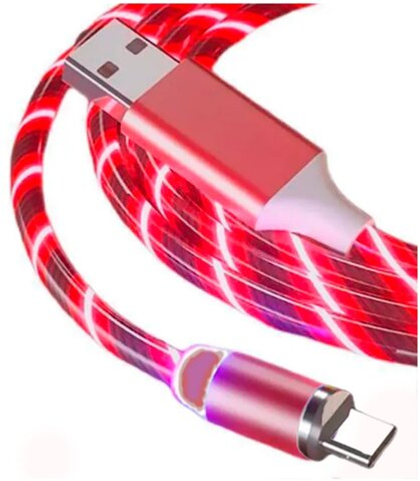 Кабель USB/type-c светящийся Full Power red