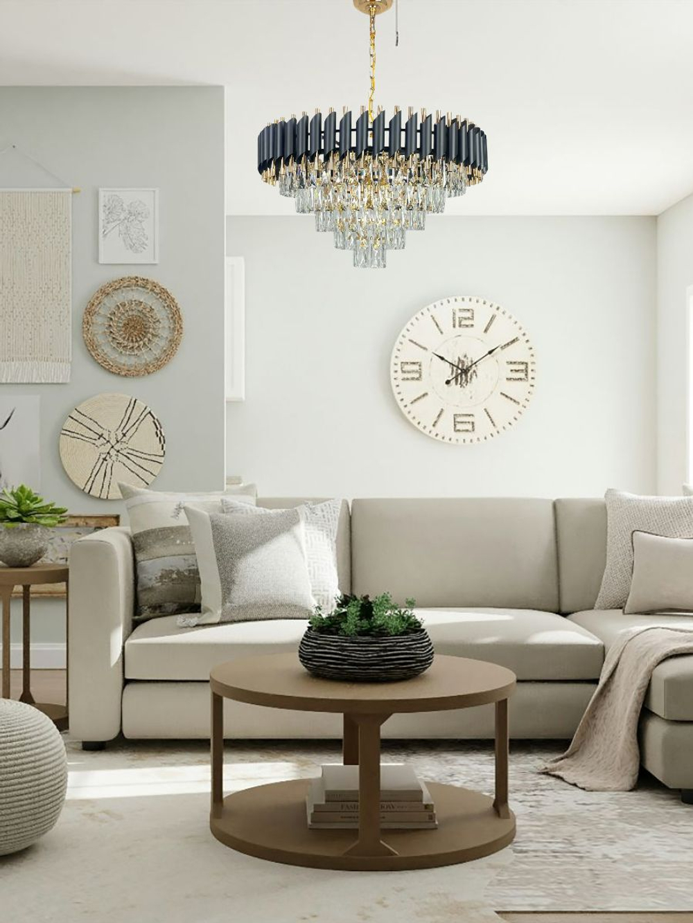 Люстра подвесная Lanbos, 12 ламп Е14, 480 Вт, до 30 кв м, черная+золото