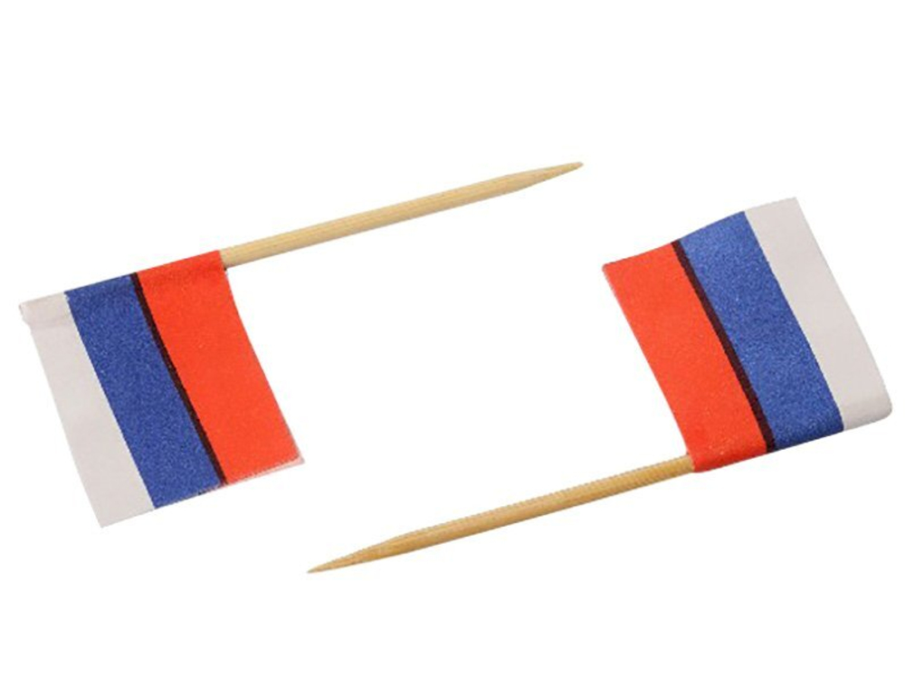 Пика для канапэ Флаг России, бамбуковая, 6,5 см, 100 штук