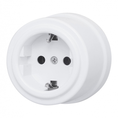 Розетка с З.К., пластик, цвет белый B1-101-21