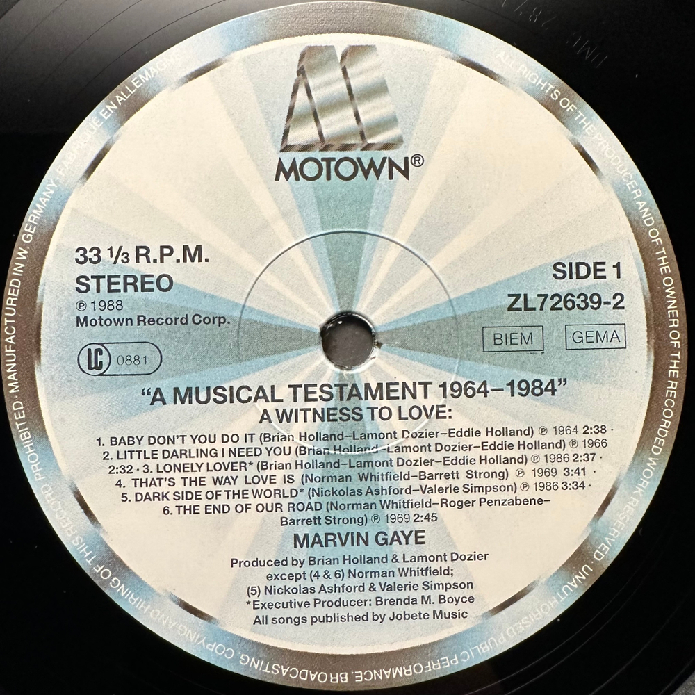 Marvin Gaye - A Musical Testament 1964 - 1984 2LP (Европа 1988г.)
