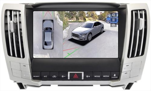Магнитола для Toyota Harrier XU30 2003-2013, Lexus RX 2003-2009 (ШГУ цветной, рамка наверх тип 2) - Teyes CC3-2K-360 монитор 9.5" 2K QLED на Android 10, Быстрая, CarPlay, 4G SIM-слот, 4 камеры в комплекте