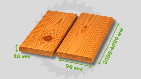 Планкен прямой, лиственница, сорт AB, 20*90*2000-4000мм