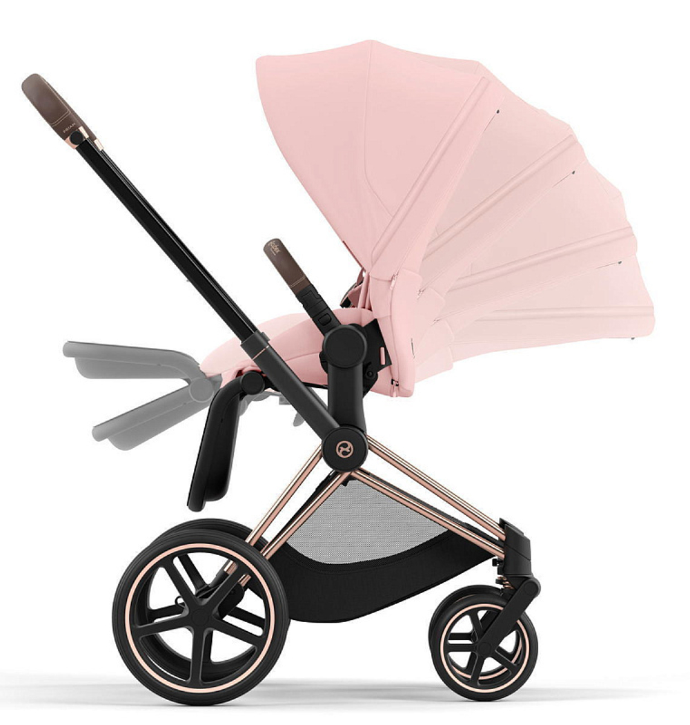 Коляска 3 в 1 Cybex Priam IV Rosegold complete и автокресло Cloud T i-Size Sepia Black Plus Peach Pink