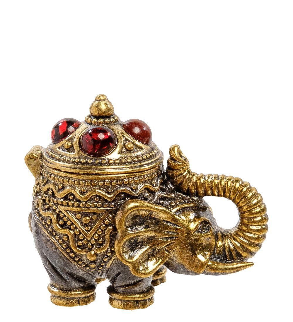 Народные промыслы AM-2190 Фигурка «Слон-сундучок» (латунь, янтарь)