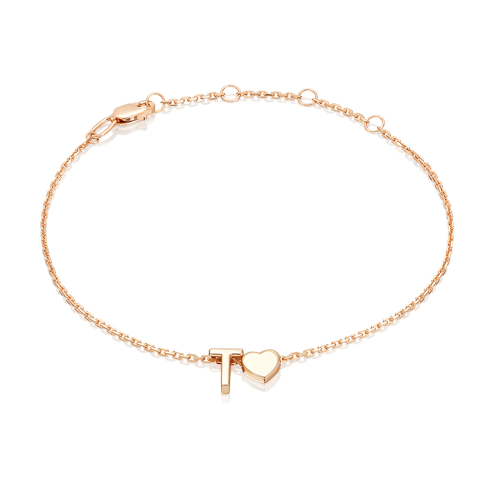 Браслет «Буква Т» из красного золота