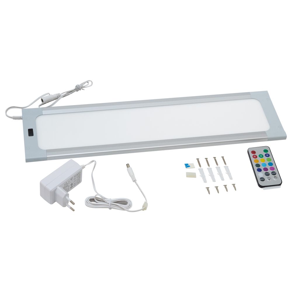 ULI-F42-7.5W-RGB-RC-DIM SENSOR IP20 SILVER Панель линейная светодиодная ультратонкая. с бесконтактным выключателем. диммер. пульт ду. 460х120х11мм. 260Lm. Серебристый. ТМ Uniel