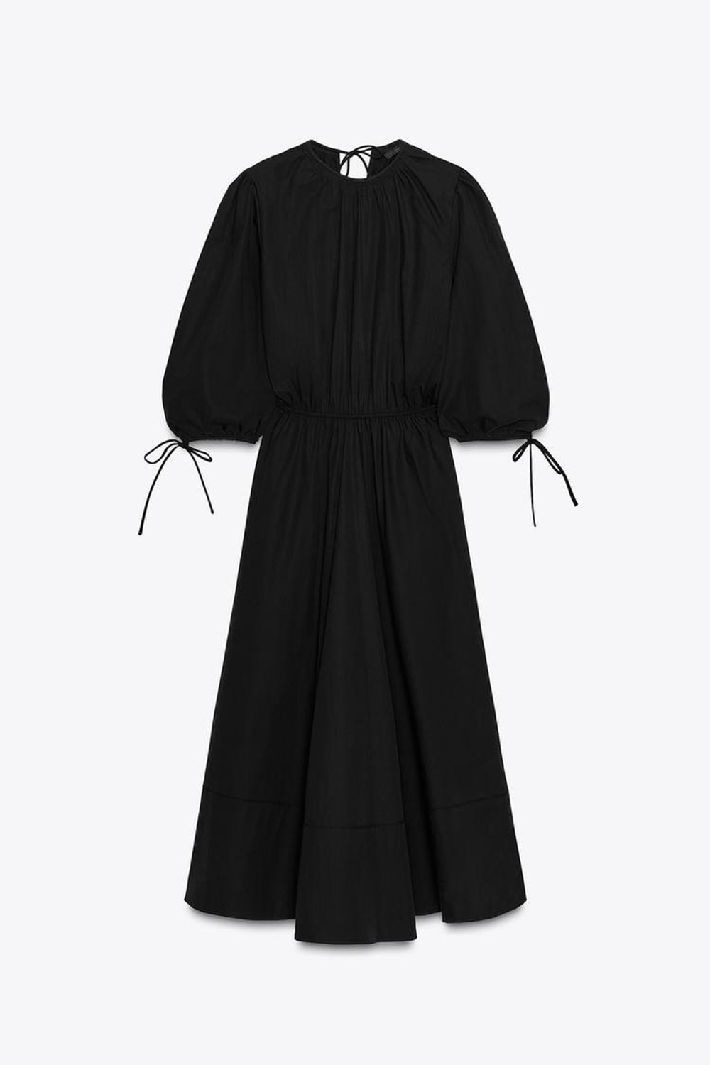 ZARA ПЛАТЬЕ ИЗ ПОПЛИНА СО СБОРКАМИ — ZW COLLECTION, ЧЕРНЫЙ