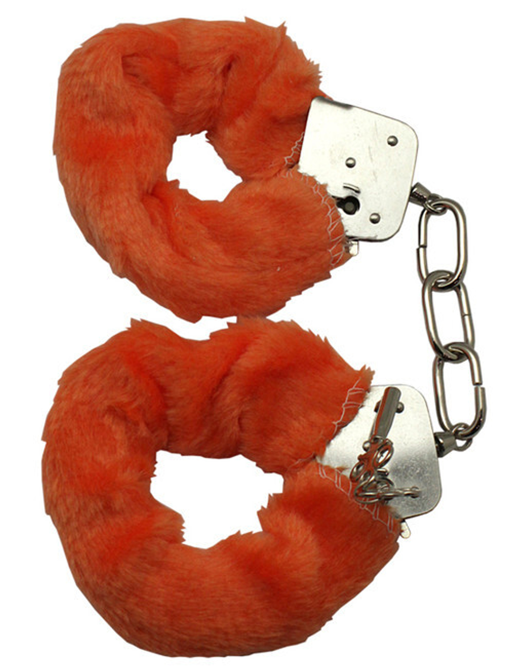 Металлические наручники с оранжевым мехом (Цвет: серебряный с оранжевым)