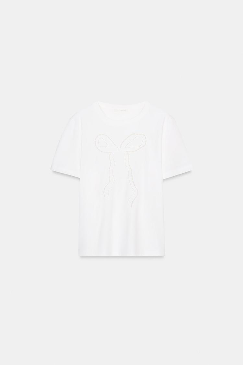 ZARA ФУТБОЛКА С БАНТОМ СПЕРЕДИ, БЕЛЫЙ